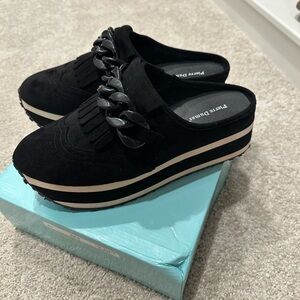 Black Platform Mules